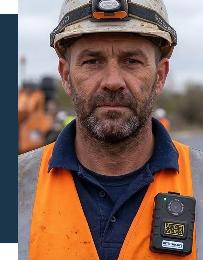highways worker wearing arm secure body cam