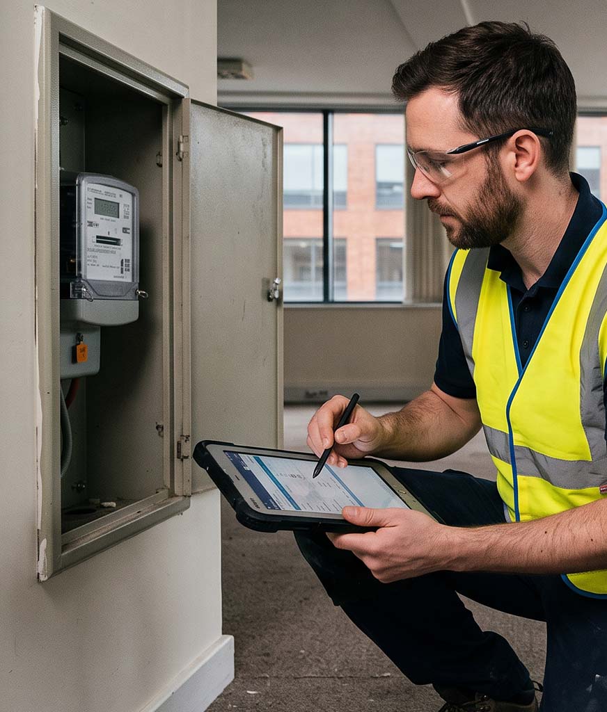 vacant property inspction meter read being undertaken